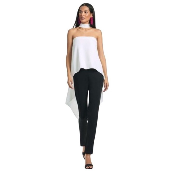 $325 NWT SACHIN & BABI Blythe Ivory Mock Neck Halter Top Long Flowing Tails SZ 2 - Picture 1 of 11
